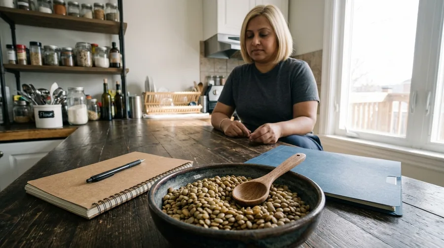 22 Pantry Staples That Stretch a $60 Grocery Budget Into Two Weeks 3 Dried Green Lentils